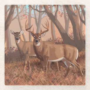 Whitetail Deer in de Natuur van de stijl van de Re Glazen Onderzetter