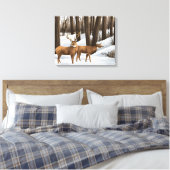 Whitetail Deer in sneeuw op Canvas (Insitu (Slaapkamer))