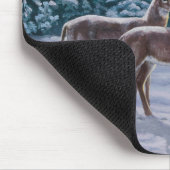 Whitetail Deer & Kerstboom Winter Scene Muismat (Hoek)