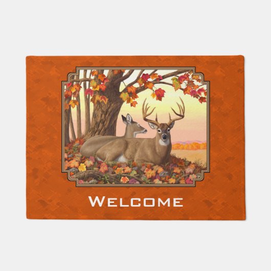 Whitetail Deer Maple Tree Oranje Deurmat (Voorkant)