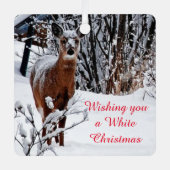 Whitetail Deer Ornament met witte kerst (Voorkant)