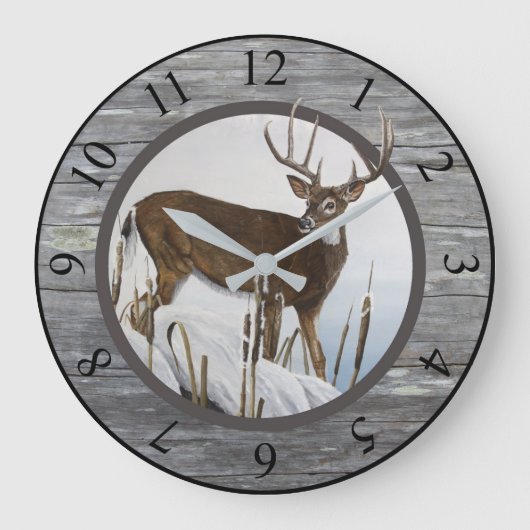 Whitetail Deer Rustic-ontwerp Grote Klok (Voorkant)