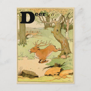 Whitetail Deer Stag die in het bos loopt Briefkaart