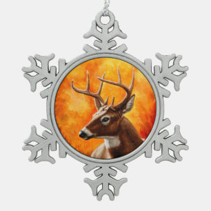 Whitetail Deer Trophy Buck Tin Sneeuwvlok Ornament