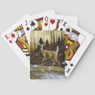 Whitetail Herten Doe in Herfst Bos Pokerkaarten