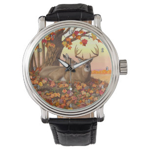 Whitetail Herten in Herfst New England Herfst Kleu Horloge