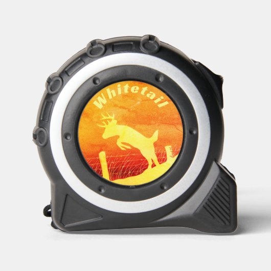 Whitetail herten springen hek rolmaat (Voorkant)