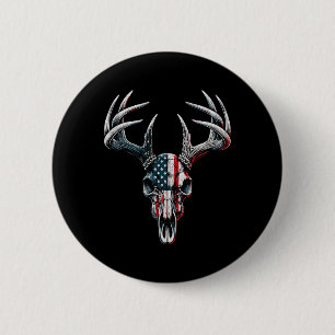 Whitetail hertenjacht - Amerikaanse vlag op Buck S Ronde Button 5,7 Cm