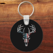 Whitetail hertenjacht - Amerikaanse vlag op Buck S Sleutelhanger (Voorkant)