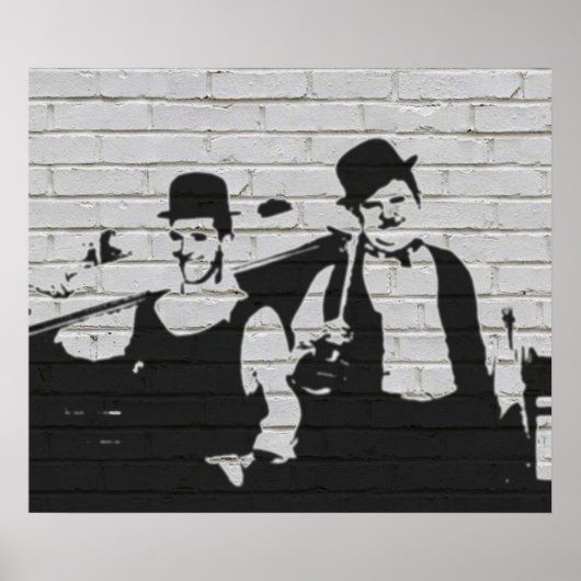 Whitewall Graffiti Laurel Hardy Poster (Voorkant)