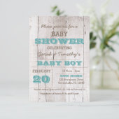 Whitewash Blue Baby shower Invitation (Debout devant)