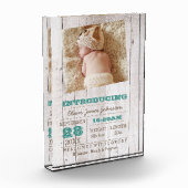 Whitewash Blue Geboorte Aankondiging Fotoblokken (Links)