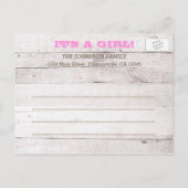 Whitewash Pink Foto geboorteaankondiging Aankondigingskaart (Achterkant)