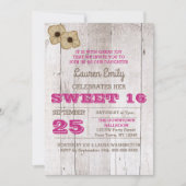 Whitewash Plum Sweet sixteen Invitation Anniversai (Devant)