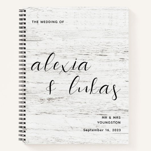 Whitewashed Wood Grain Wedding Gastenboek Notitieboek (Voorkant)