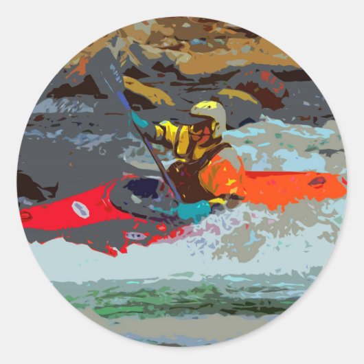Whitewater Kayaking Ronde Sticker (Voorkant)