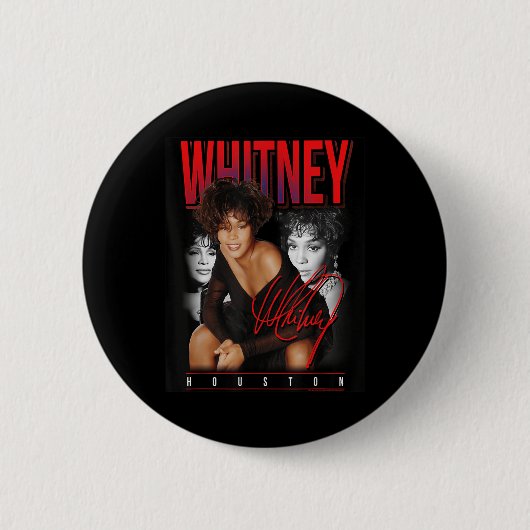 Whitney Houston Retro Fotocollage Ronde Button 5,7 Cm (Voorkant)