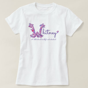 Whitney meisjes W naam betekent aangepast t-shirt