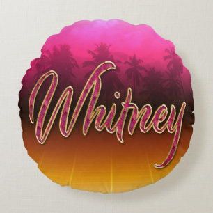 Whitney prénom nom coussin rose doré
