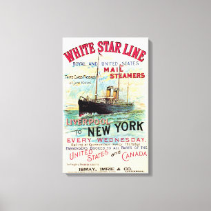 WHITSTAR LINE OCEAN MAIL STEAMER CANVAS AFDRUK