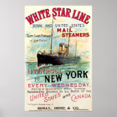 WHITSTAR LINE OCEAN MAIL STEAMER POSTER (Voorkant)