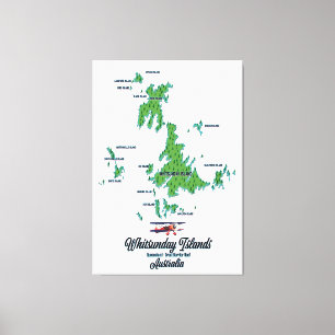 Whitsunday Islands Australia map poster Canvas Afdruk