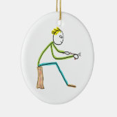 Whittling Stickman Keramisch Ornament (Rechts)