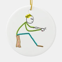 Whittling Stickman Keramisch Ornament