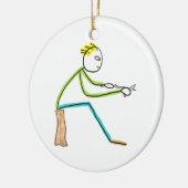 Whittling Stickman Keramisch Ornament (Links)