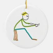 Whittling Stickman Keramisch Ornament (Achterkant)