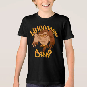 Who Cares Grappig Zorgeloos Cartoon Uil Tekenen Tri-Blend Shirt