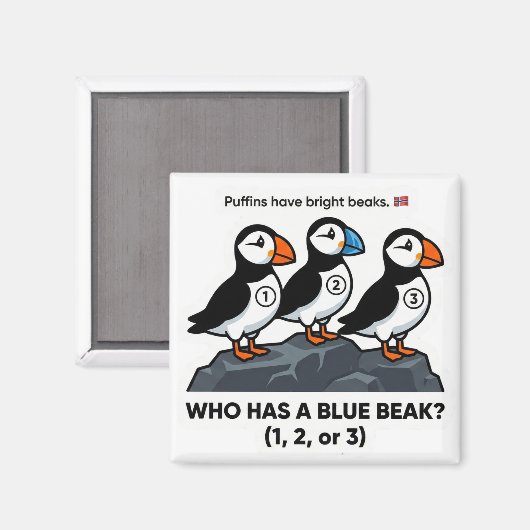 Who Has a Blue Beak? – Puffin Learning Magnet Magneet (Voorkant / Achterkant)
