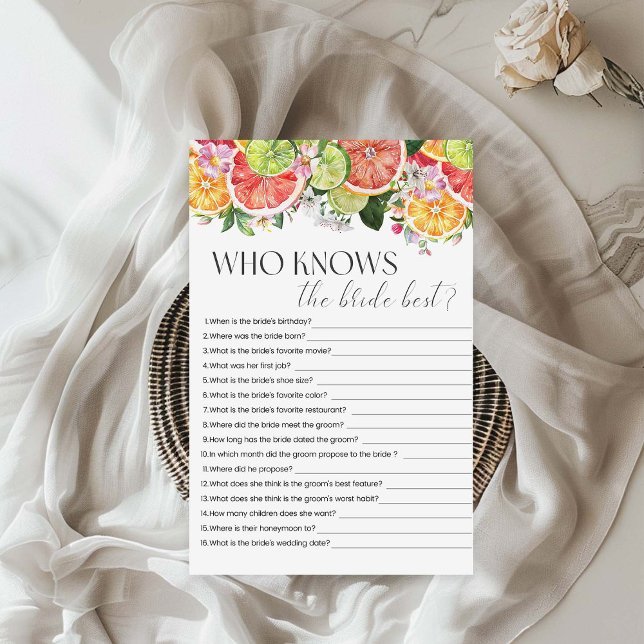Who Knows The Bride Citrus Bridal Shower Game (Creator heeft geüpload)