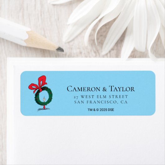 Who Peeking Through Christmas Wreath Etiket (Insitu)