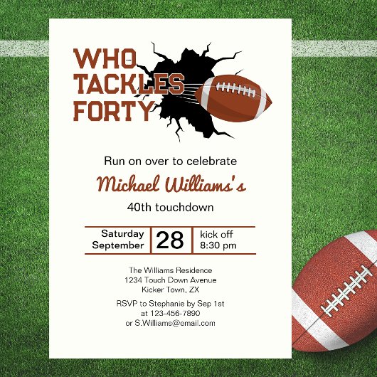 Who Tackles Forty Funny Football 40ste Verjaardag Kaart