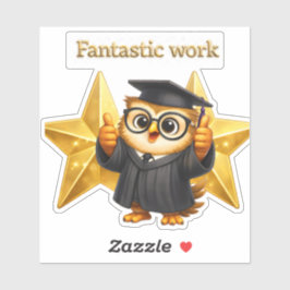 Who the owl two gold stars fantastic work custom v sticker