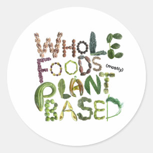 Whole Foods Plant gebaseerd op WFPB Ronde Sticker