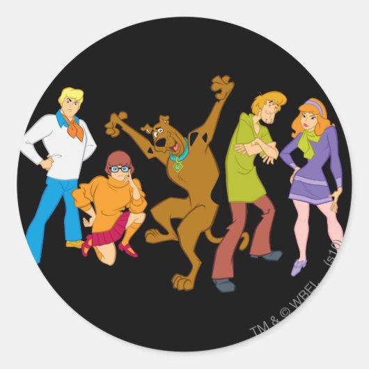 Whole Gang 16 Mystery Inc. Ronde Sticker (Voorkant)