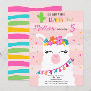 Whole Llama Fun Birthday Invitation Kaart