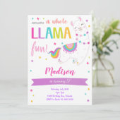 Whole Llama Fun Birthday Invitation Kaart (Staand voorkant)