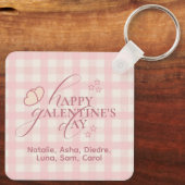 Wholesome Cute Pink Check Typography Galentines Sleutelhanger (Achterkant)