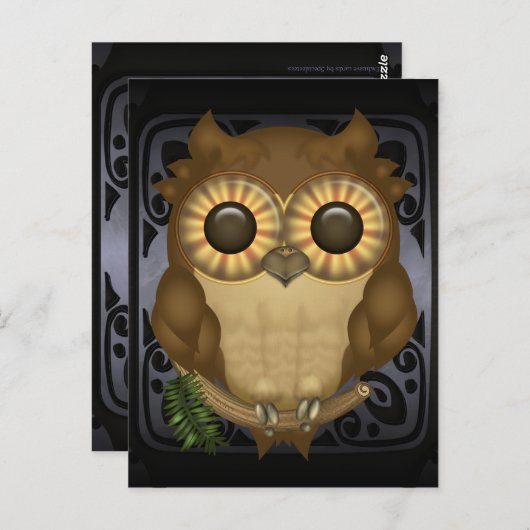 Whoolio La Chouette Mignonne Carte Postale (Devant / Derrière)