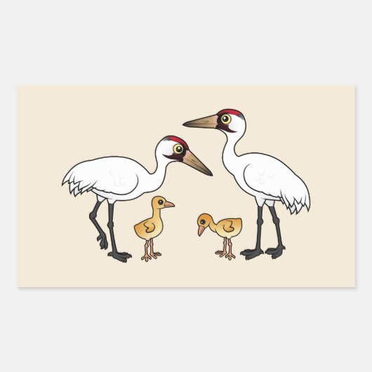 Whooping Crane Familie Rechthoekige Sticker (Voorkant)