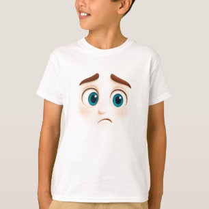 Whoops… bezorgde emoji T-shirt met blauwe ogen