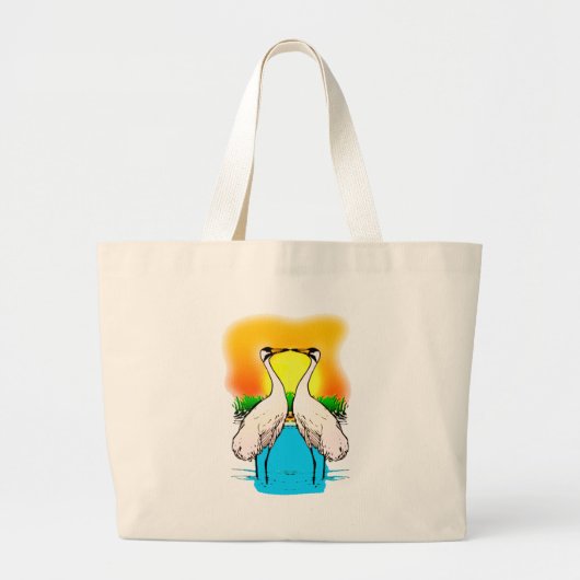 Whopping Cranes in Love Grote Tote Bag (Voorkant)