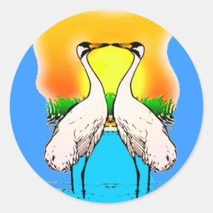Whopping Cranes in Love Ronde Sticker
