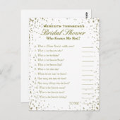 Who's Know's Me-spel | Gouden Confetti Briefkaart (Voorkant / Achterkant)