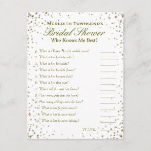 Who's Know's Me-spel   Gouden Confetti Briefkaart
