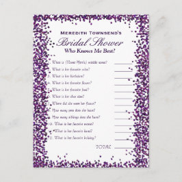 Who's Know's Me-spel | Paarse Confetti Briefkaart