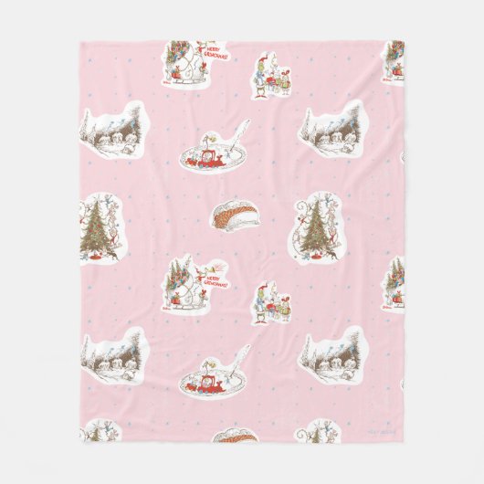 Whoville Kerst Vignet Patroon Fleece Deken (Voorkant)